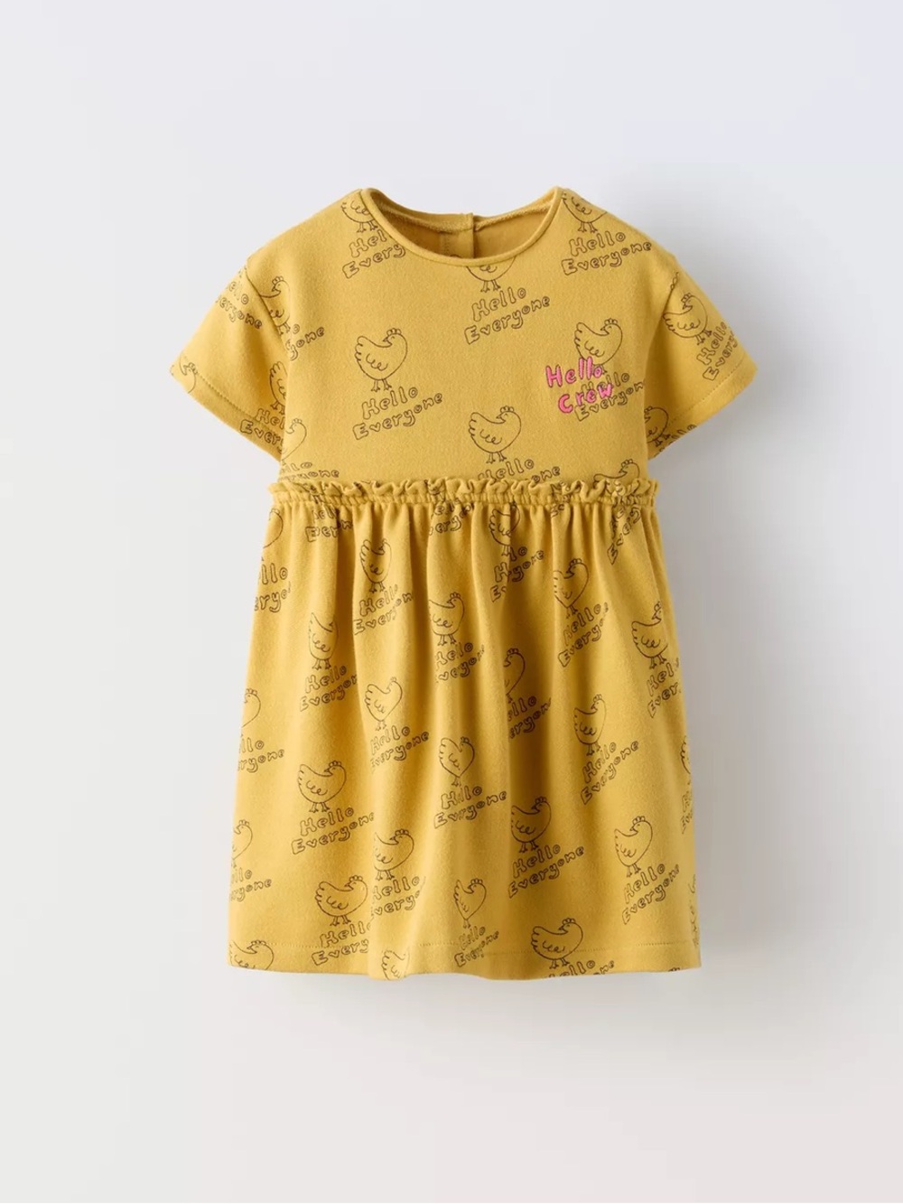 NWT Zara 6Y chicken print dress Hello Everyone with embroidery
